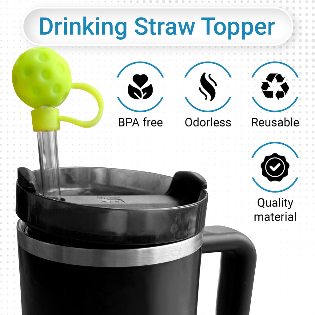 Pickleball Straw Cover Toppers - 4 Pack