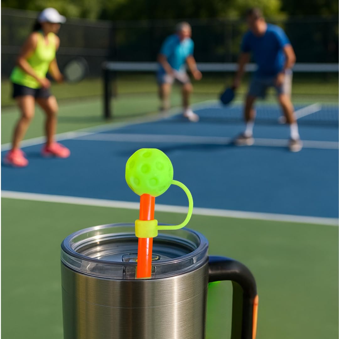 Pickleball Straw Cover Toppers - 4 Pack